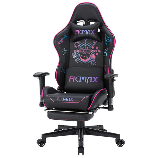 Scaun Gaming Timebox, Reglaj Spatar 160°, Suport Picioare Extensibil, Tetiera si Perna Lombara, Cadrul Metalic Rezistent, Material Premium, Ajustare 3D a Bratelor – Negru/Roz - 221.ro