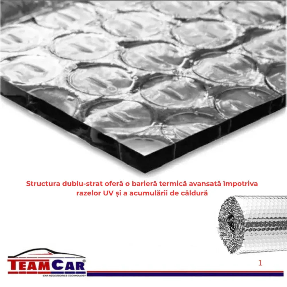 Parasolar Auto TeamCar® 140x70 cm – Aluminiu Dublu cu Ventuze - 221.ro