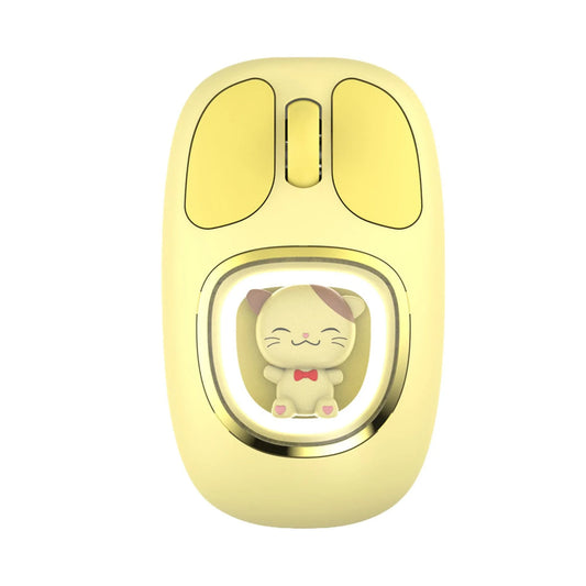 Mouse wireless Timebox, 2,4G + Bluetooth, Silentios, Scroll tactil, 1600 DPI, USB, Baterie reincarcabila, Design ergonomic, Potrivit pentru fete si baieti, Compatibil Windows/Mac/Android, Galben - 221.ro