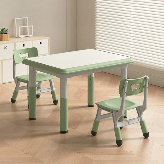 Set Masa si 2 Scaune Reglabile pentru Copii – Masa Multifunctionala 80x60cm cu Colturi Rotunjite, Ideala pentru Joaca, Desen si Invatare, Structura Solida si Inaltime Ajustabila, Potrivita pentru Gradinite si Acasa, Verde - 221.ro