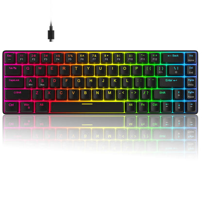 Tastatura Mecanica Gaming Timebox, Iluminare RGB Personalizata cu Switch-uri Rosii, Anti-Ghosting, Design Compact, Format 60% compact si Conectivitate USB-C, Negru - 221.ro