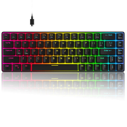 Tastatura Mecanica Gaming Timebox, Iluminare RGB Personalizata cu Switch-uri Rosii, Anti-Ghosting, Design Compact, Format 60% compact si Conectivitate USB-C, Negru - 221.ro