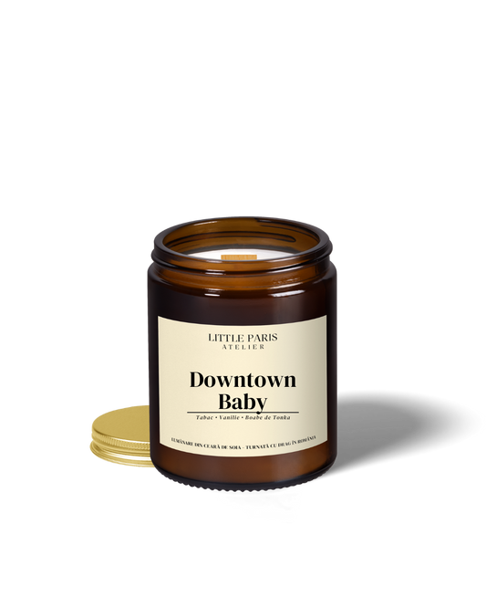 Lumânare parfumată Amber - Downtown baby - Tabac •  Vanilie • Boabe de Tonka