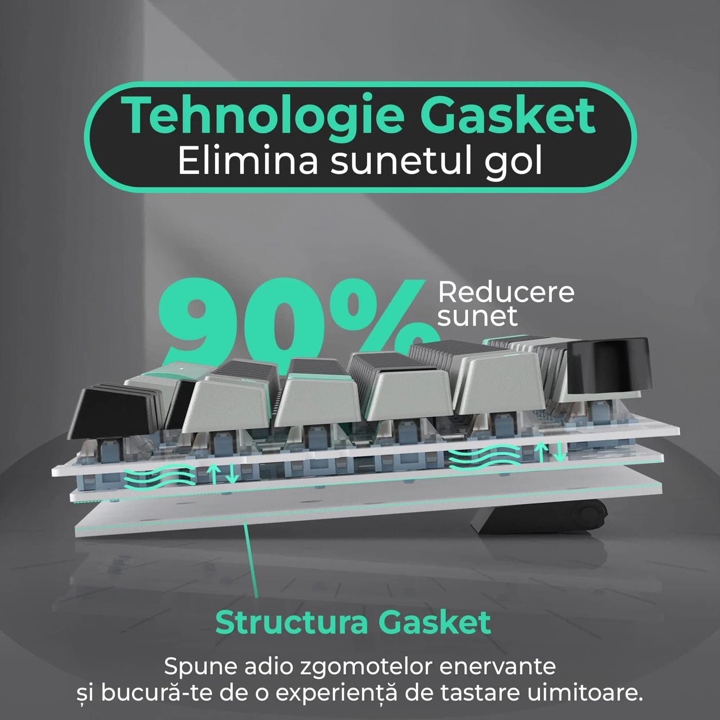 Pachet Gaming Timebox, Blue Switch, 75%, Hot-Swap, Wireless, Negru