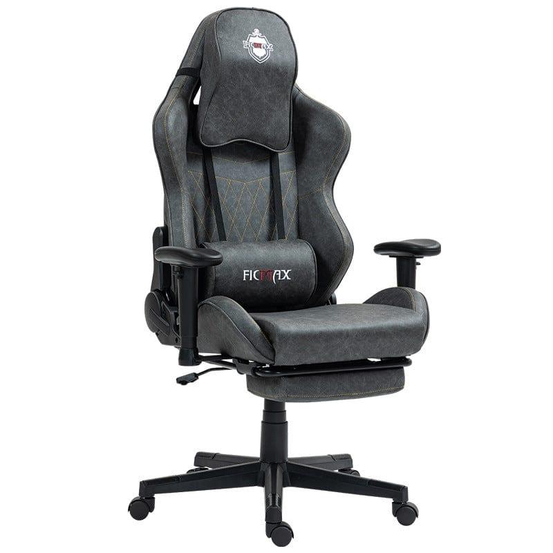 Scaun Gaming Clasic din Piele – Spatar Reglabil, Cilindru Clasa 4, Cadru Metalic, Spuma cu Densitate Mare, Optional cu Suport pentru Picioare, Ergonomic si Confortabil pentru Birou sau Gaming, Negru - 221.ro