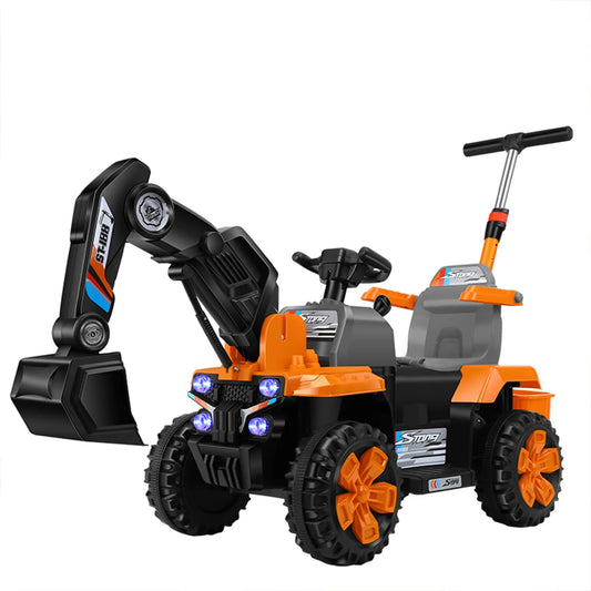 Excavator electric copii, 4 roti off-road, Brat excavare functional