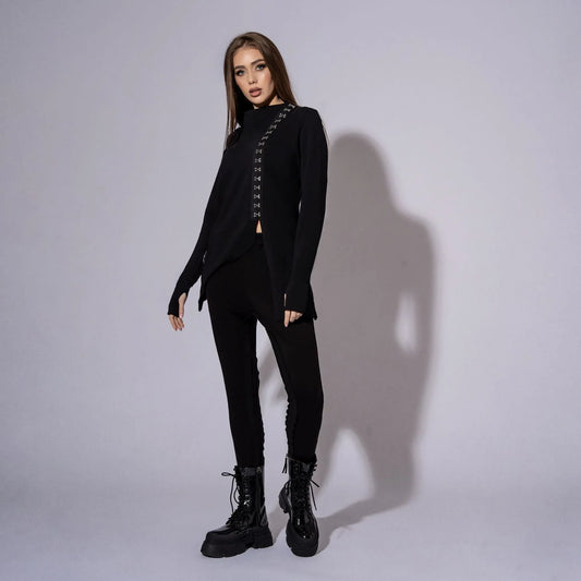 Trening dama negru din bumbac N⁰1