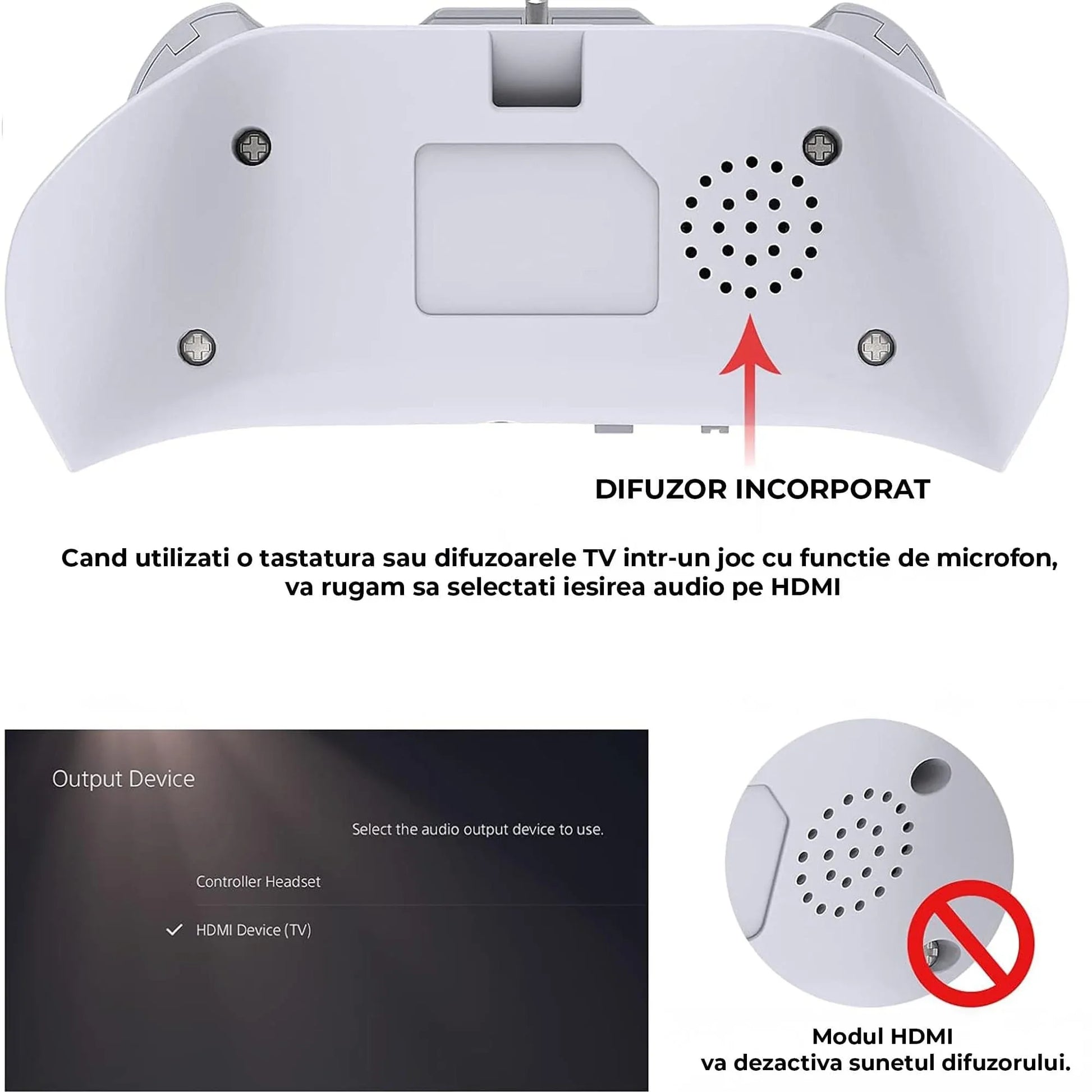 Tastatura Wireless Timebox pentru PS5/PS5 Pro, Gamepad Chatpad, Bluetooth 3,0, Portabil cu Difuzor Integrat si Jack Audio 3,5MM, Ergonomic, Perfect pentru Mesagerie si Gaming Live, Alb - 221.ro