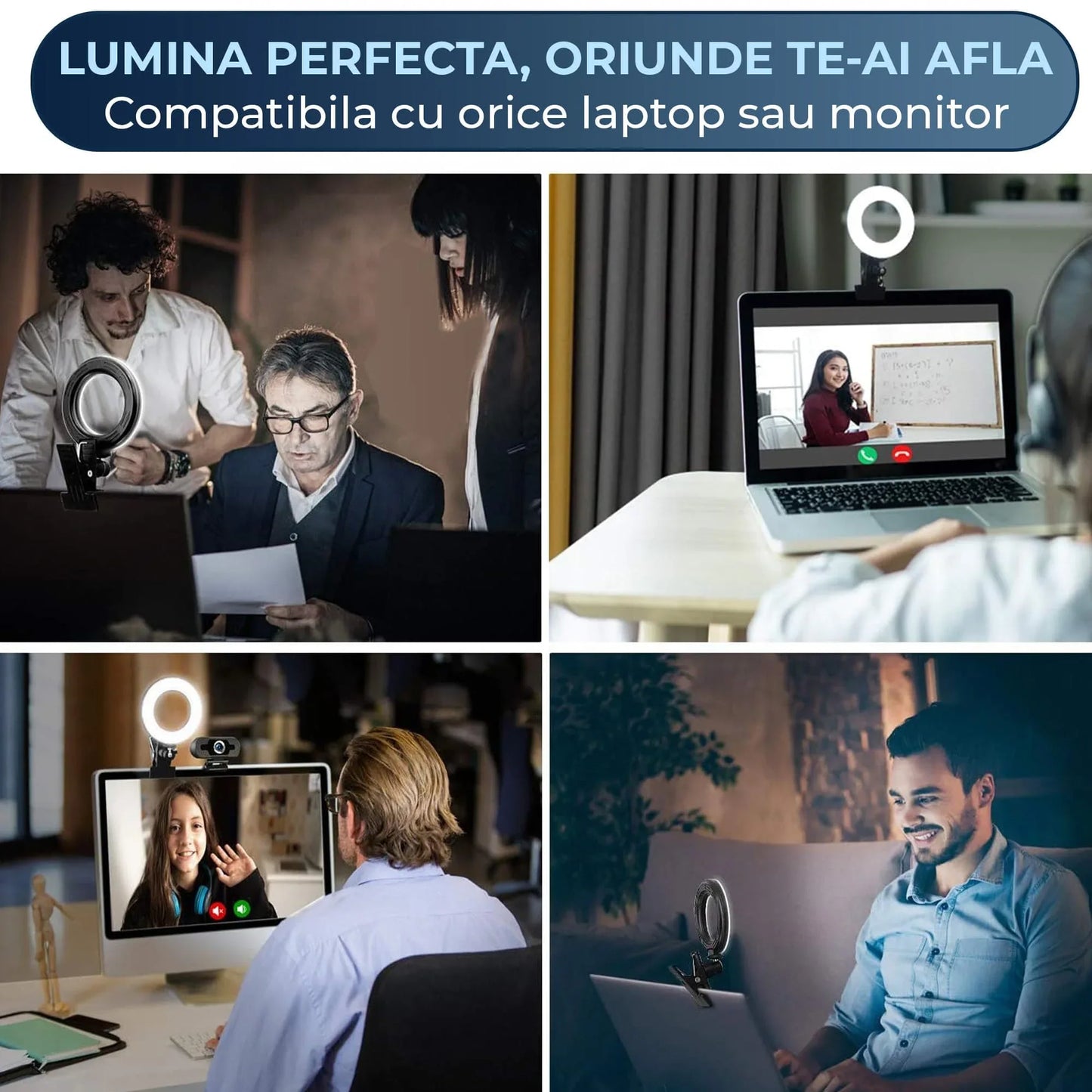 Lampa LED Ring Light pentru Videoconferinte Timebox