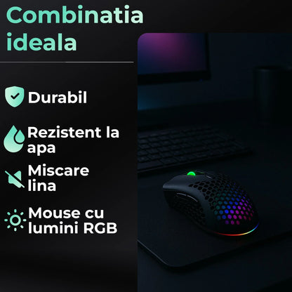 Set Timebox, 30 x 24 cm, Mouse gaming wireless, ultrausor 95g, FastCharge, USB