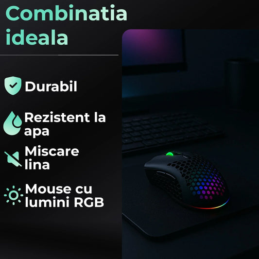 Set Timebox, 30 x 24 cm, Mouse gaming wireless, ultrausor 95g, FastCharge, USB