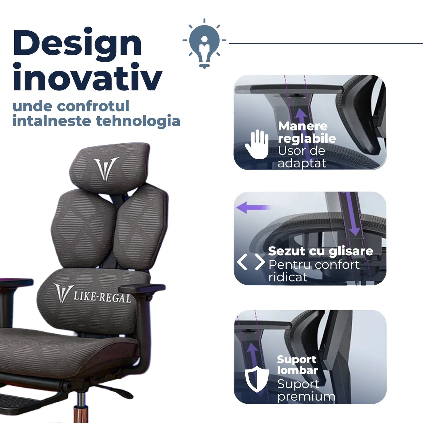 Scaun Gaming Ergonomic Reclinabil cu Plasa Respirabila, Suport Lombar, Sezut Reglabil pe Adancime, Brate 3D si Optional Suport pentru Picioare, Cilindru Clasa 4, Ideal pentru Gaming sau Birou, Negru - 221.ro