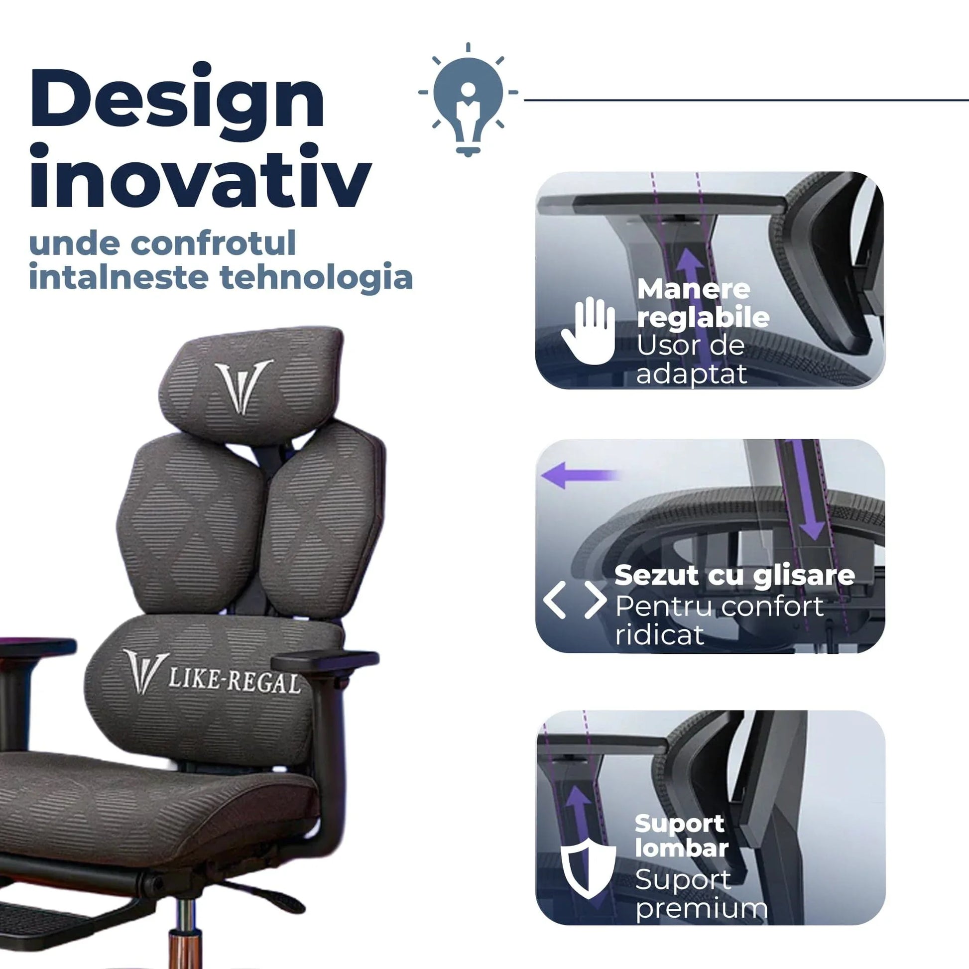 Scaun Gaming Ergonomic Reclinabil cu Plasa Respirabila, Suport Lombar, Sezut Reglabil pe Adancime, Brate 3D si Optional Suport pentru Picioare, Cilindru Clasa 4, Ideal pentru Gaming sau Birou, Negru - 221.ro