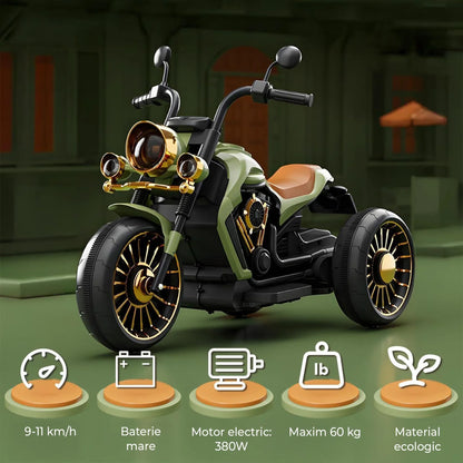 Motocicleta electrica Timebox, Functie mers inainte/inapoi, Faruri, Verde