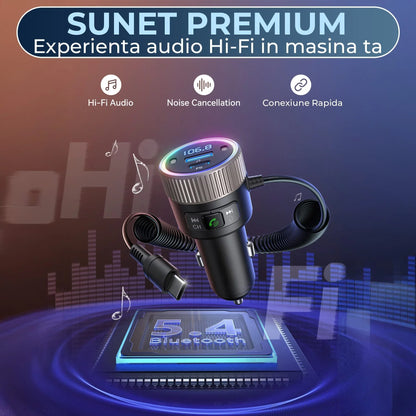 Incarcator auto Timebox, Super Fast-Charge 60W, 1 x USB QC 3,0, 1 x USB-C, 1 x Cablu Type-C, Afisaj Display, Compatibil iPhone 15, Samsung, Huawei, Negru - 221.ro