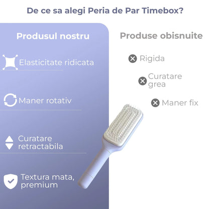Perie de Par Rotativa Timebox, Curatare Retractabila, Dinti Elastici, Violet