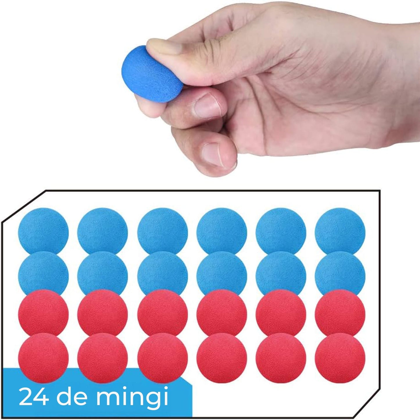 Set 2 Pusti cu Tinta pentru Copii 6, 12 Ani, 24 Bile din Spuma