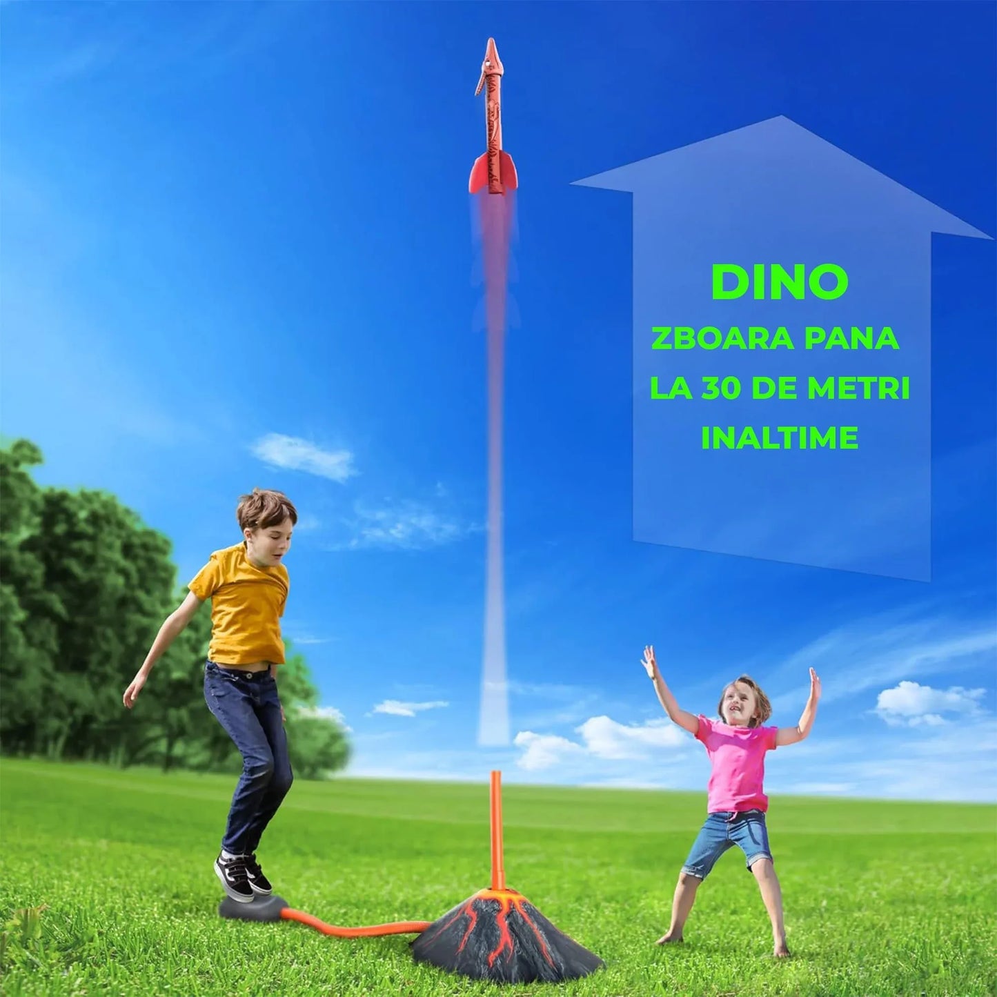 Set Dino Blasters, 100% Activare prin Saritura, Rachete din Spuma pentru Copii 3