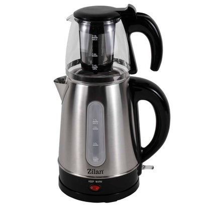 Set cana fierbator electrica capacitate 1.7l+ ceainic 0.9l, putere 2200W, inox-sticla / ZLN 3581