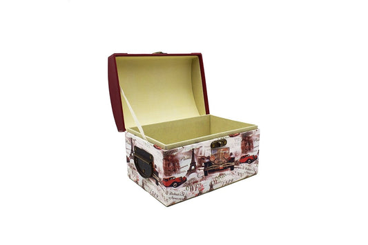 Cufar din piele ecologica cu imprimeu, Naimeed D47-1, 28 x 19,5 x 19,5 cm