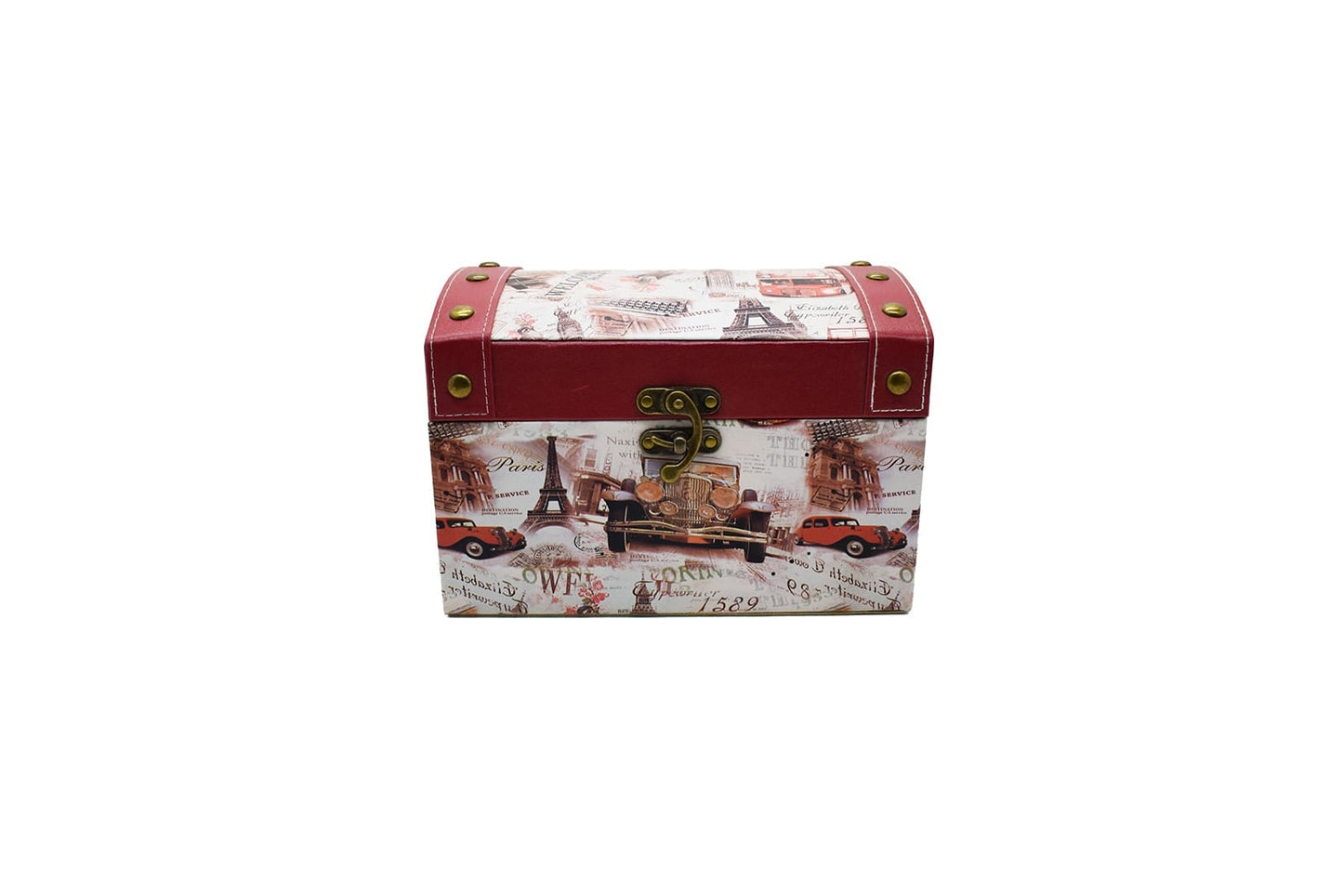Cufar din piele ecologica cu imprimeu, Naimeed D47-1, 28 x 19,5 x 19,5 cm