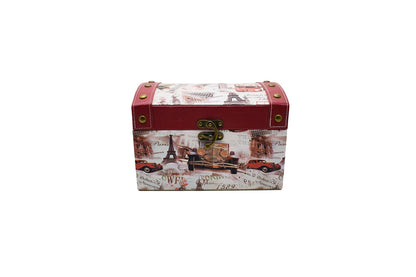 Cufar din piele ecologica cu imprimeu, Naimeed D47-1, 28 x 19,5 x 19,5 cm