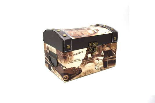 Cufar din piele ecologica cu imprimeu, Naimeed D47-2, 24 x 16,5 x 16,5 cm