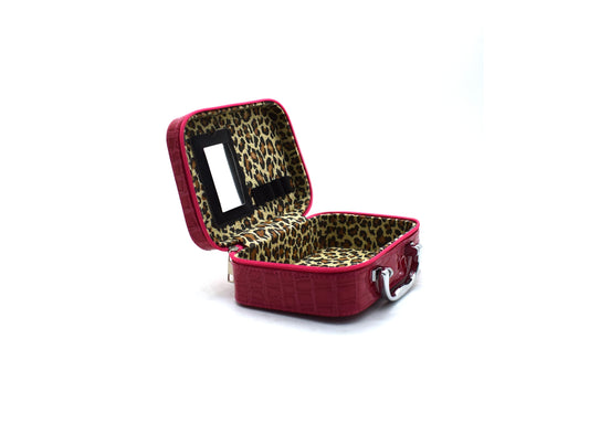 Geanta cosmetica cu oglinda, Naimeed D268, culoare Rosu, 14 x 20 x 7 cm