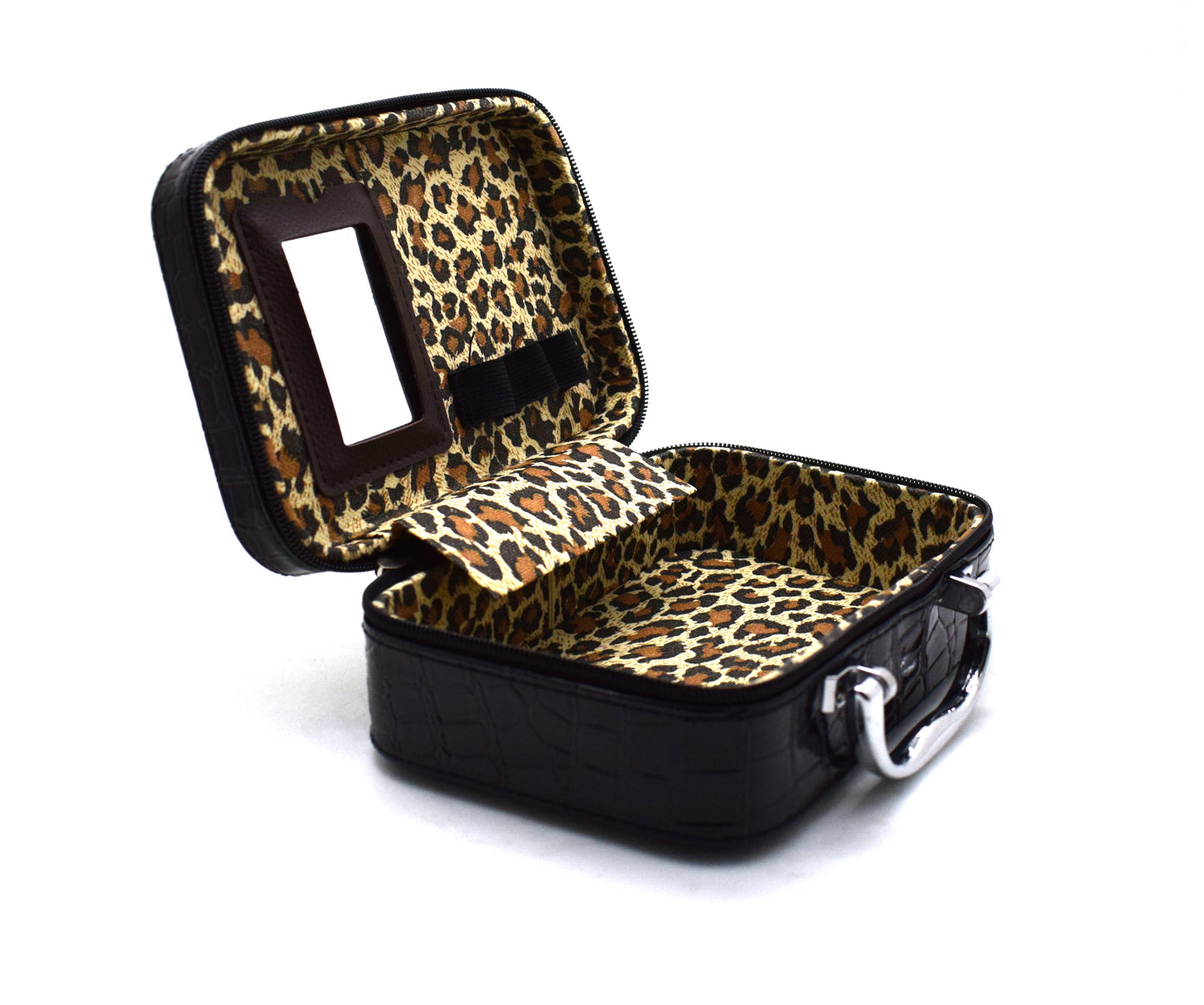 Geanta cosmetica cu oglinda, Naimeed D268, culoare Negru, 14 x 20 x 7 cm