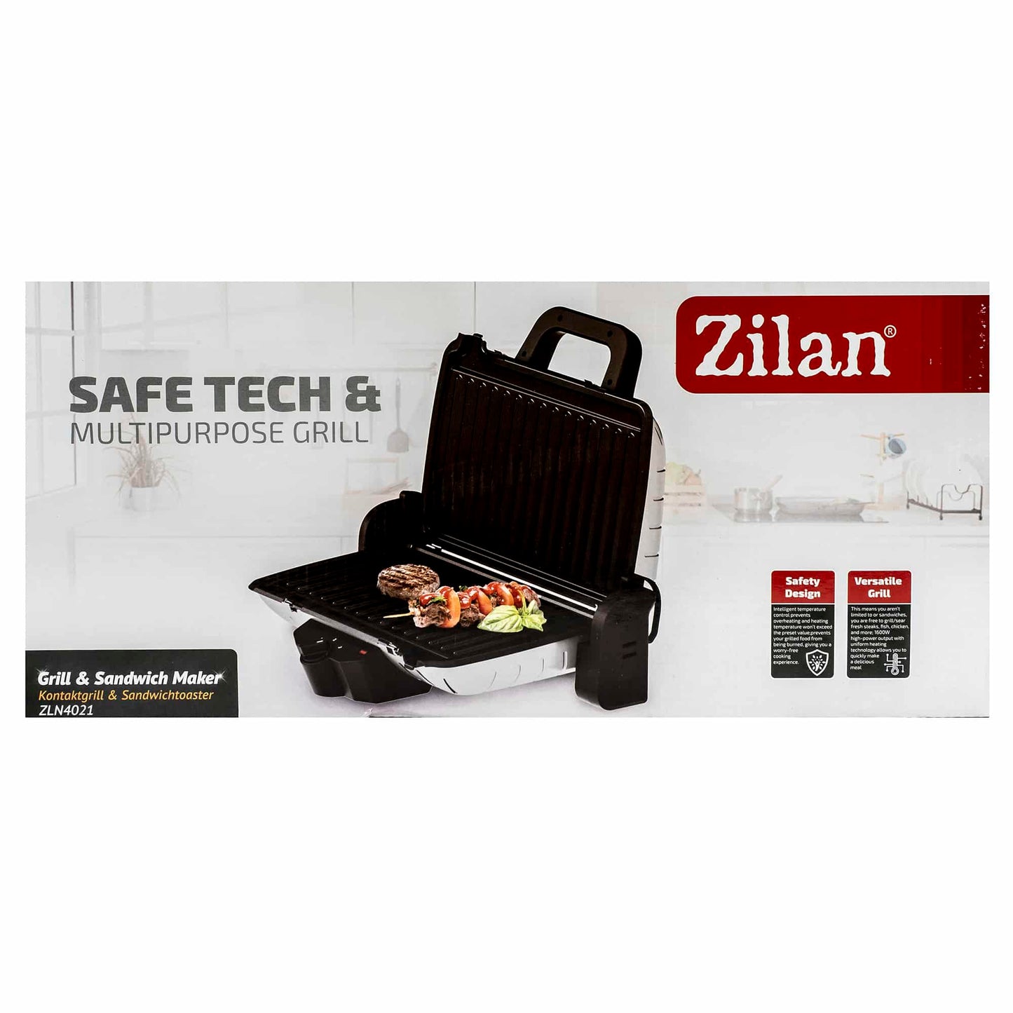 Gratar electric, putere 1600 W, termostat reglabil, placi antiaderente / Zilan ZLN 4021