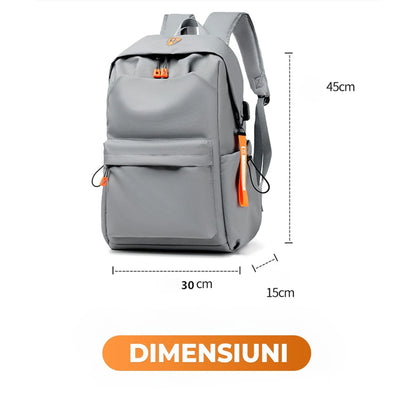 Ghiozdan Timebox, Waterproof, Impermeabil, pana la 16 inch, 3 compartimente, Gri