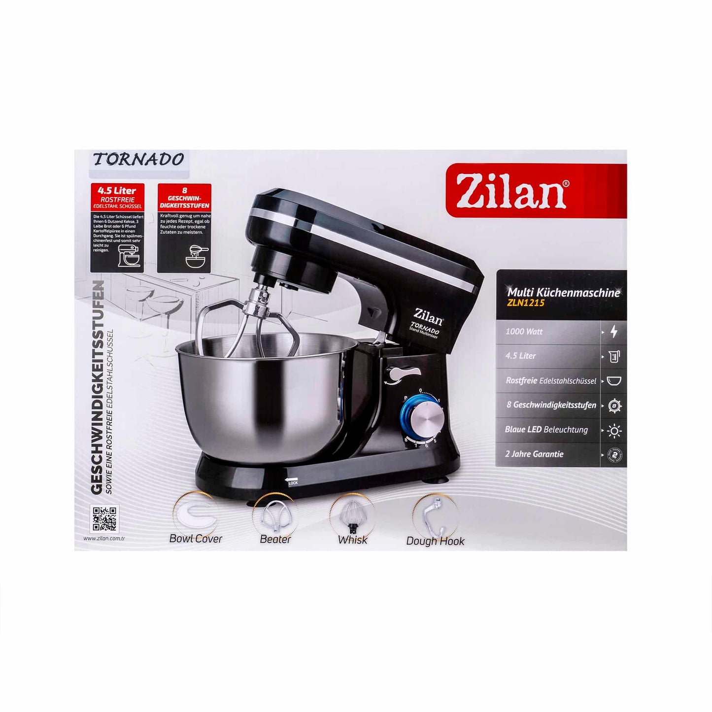 Mixer tornado cu bol, capacitate 4.5l, putere 1000W / ZLN 1215