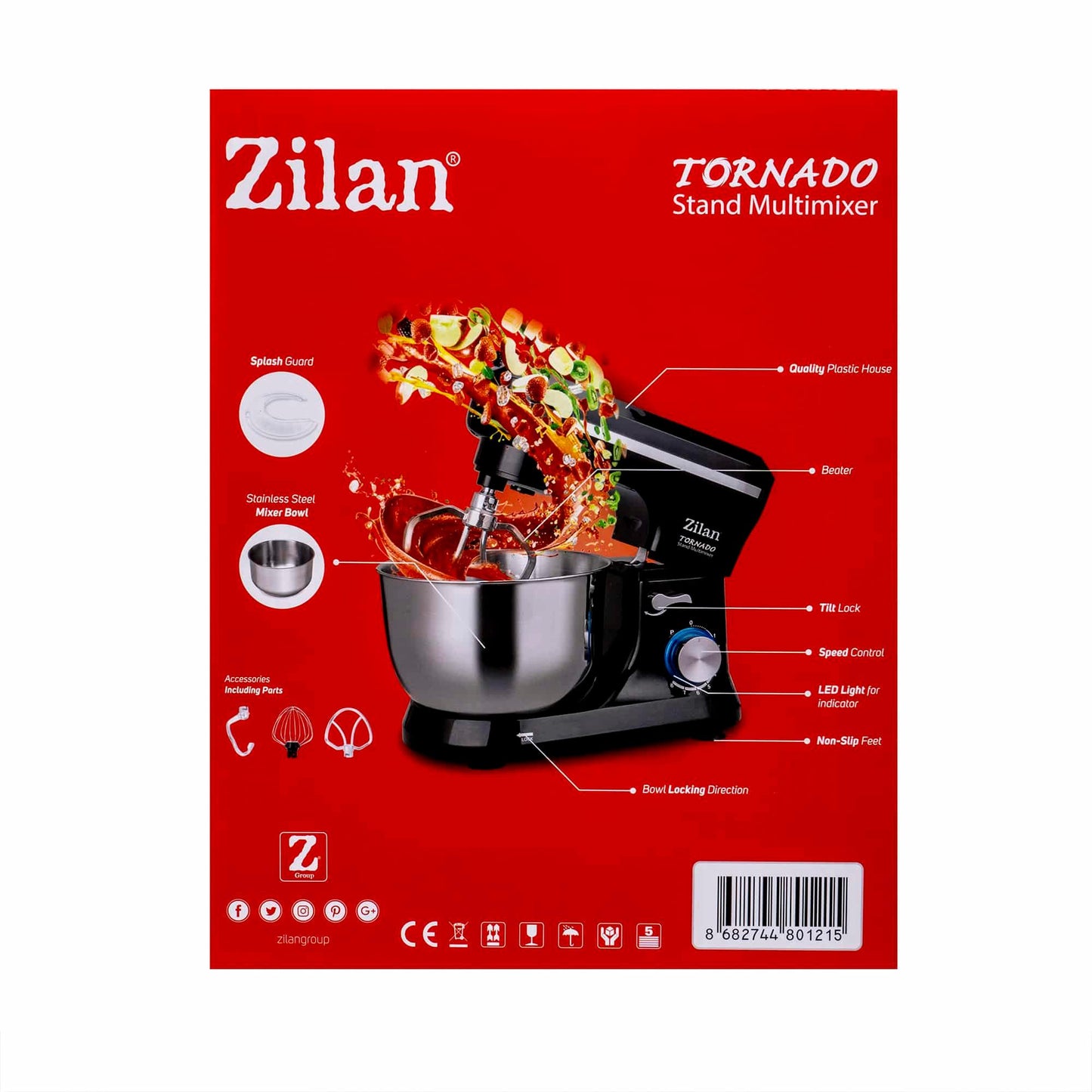 Mixer tornado cu bol, capacitate 4.5l, putere 1000W / ZLN 1215