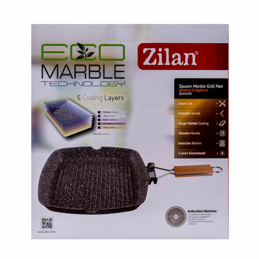 Tigaie grill, diametru 24 cm, material aluminiu, interior granit, maner pliabil / ZLN 4298