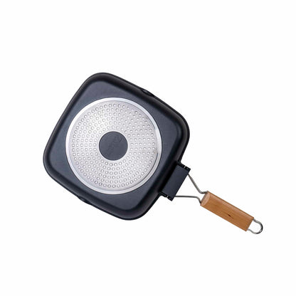 Tigaie grill, diametru 24 cm, material aluminiu, interior granit, maner pliabil / ZLN 4298