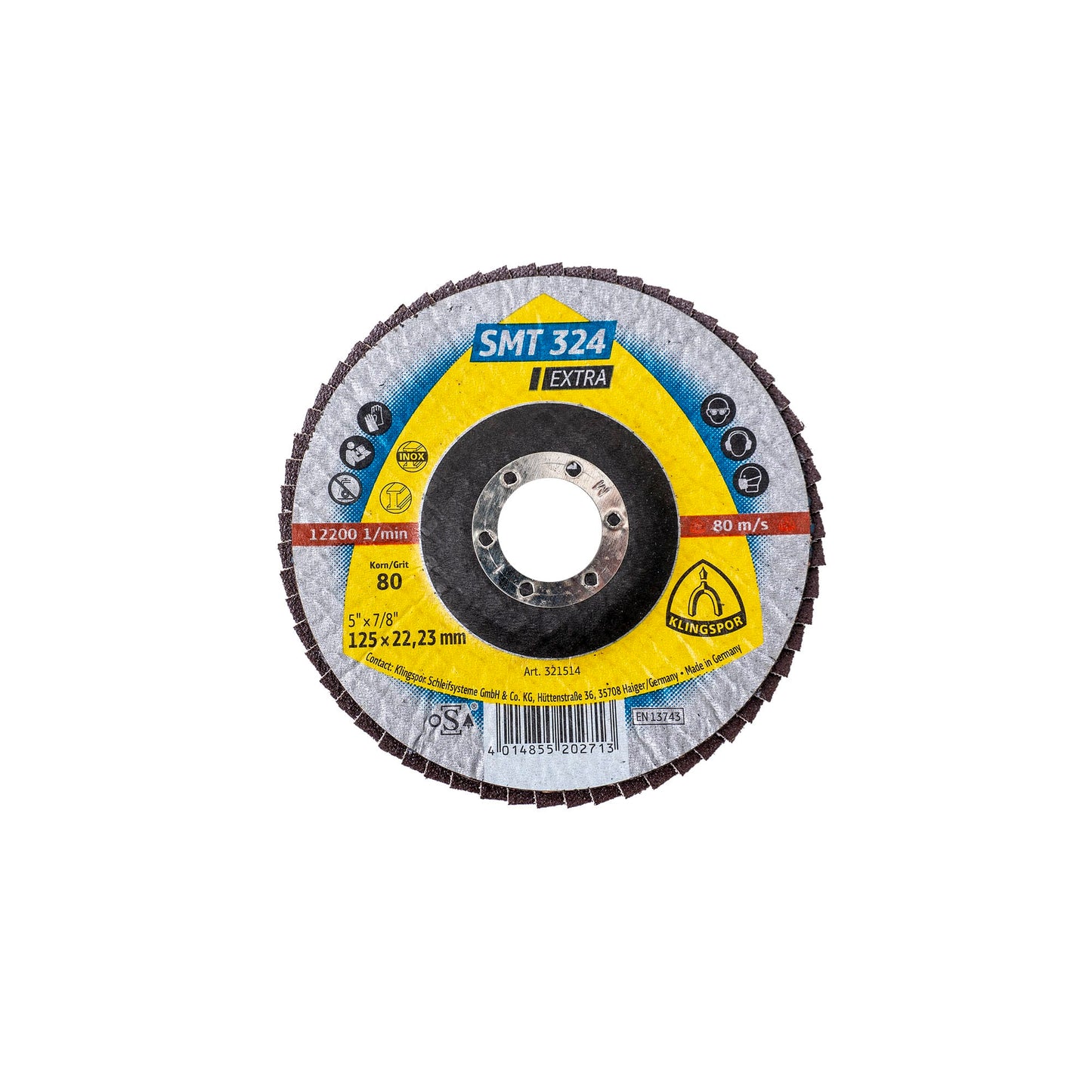 Disc lamelar frontal Klingspor SMT 324, P80 125X22.23 MM / EXT 321514