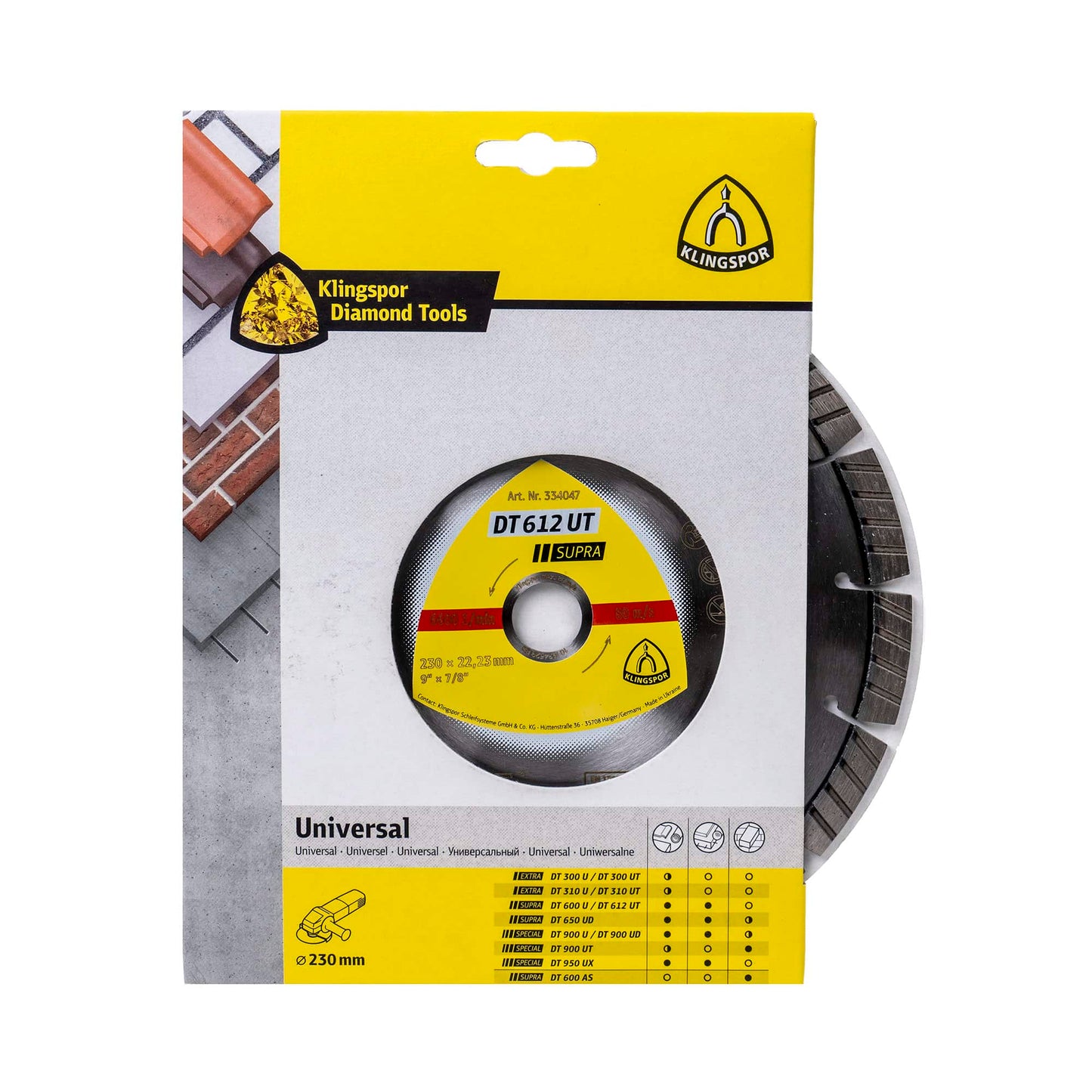 Disc diamantat de debitare Klingspor DT 612 UT Supra, 230x22.23mm / EXT 334047