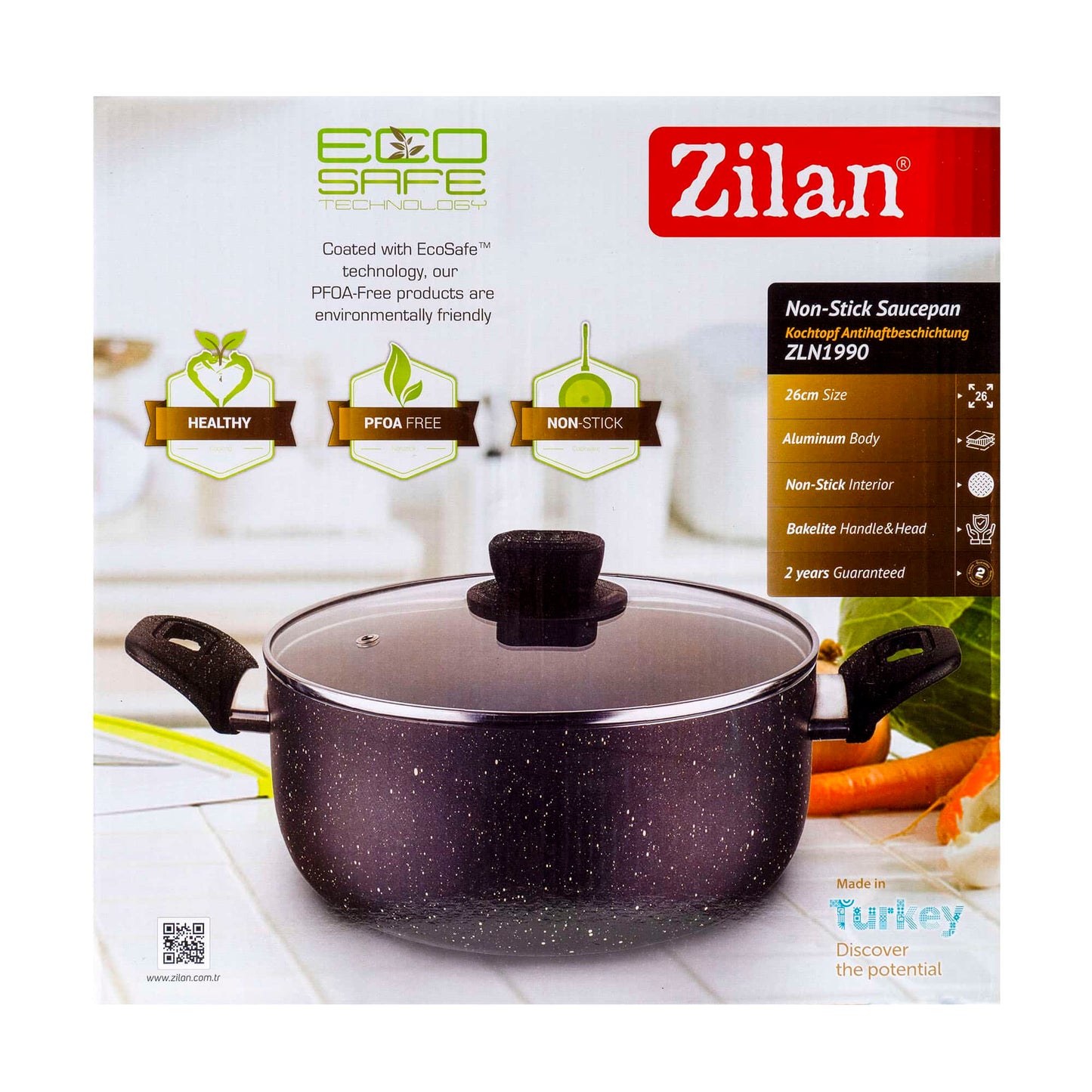 Oala cu capac sticla, 26cm, capacitate 4L / ZLN 1990