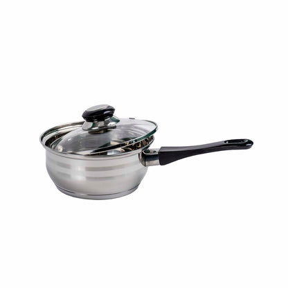 Set oale inox 12 piese, compus din 4 x oale, 1x cratita cu coada, 1x tigaie si 6x capace sticla / ZLN 4038