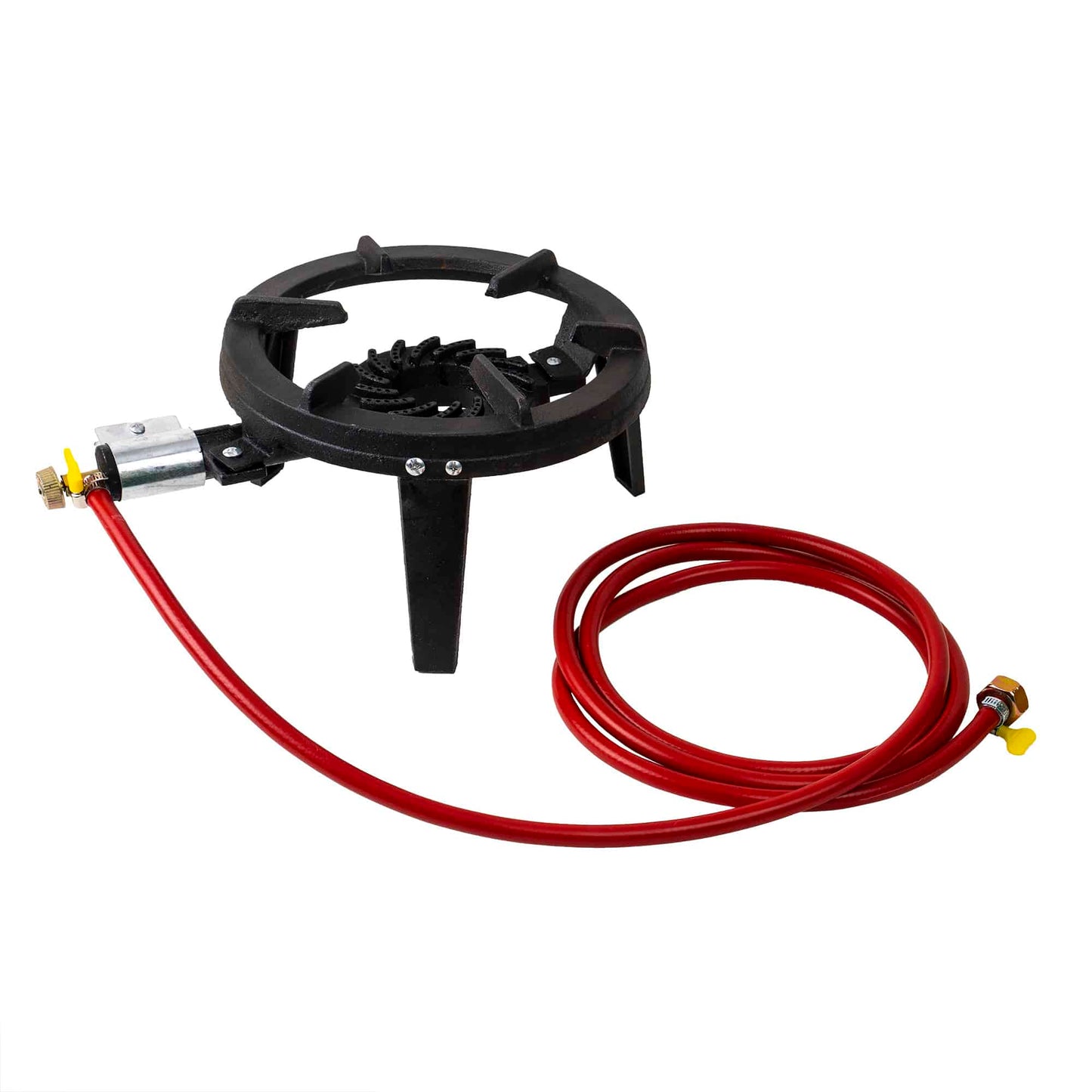 Set arzator rotund, pirostrie din fonta, (ZTS 5443) diametru 28cm, 2.5m furtun, 2 coliere, stut butelie / SET 30043