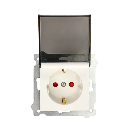 Priza simpla incastrata, cu capac 16A, 250V, SCHUKO EXEN alb / 290-000103-240