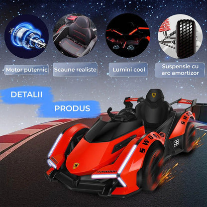 Kart Electric 12V7AH pentru Copii, Masinuta de Curse cu Drift, Rosu