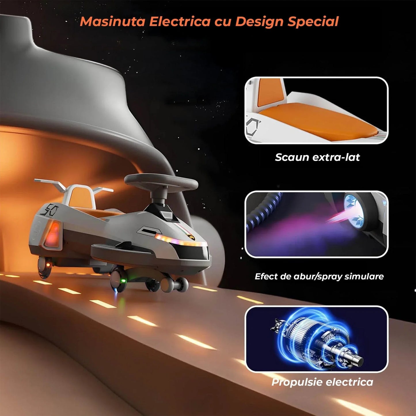 Masinuta Electrica 2 in 1 cu Pedale si Baterie 6V, Gri