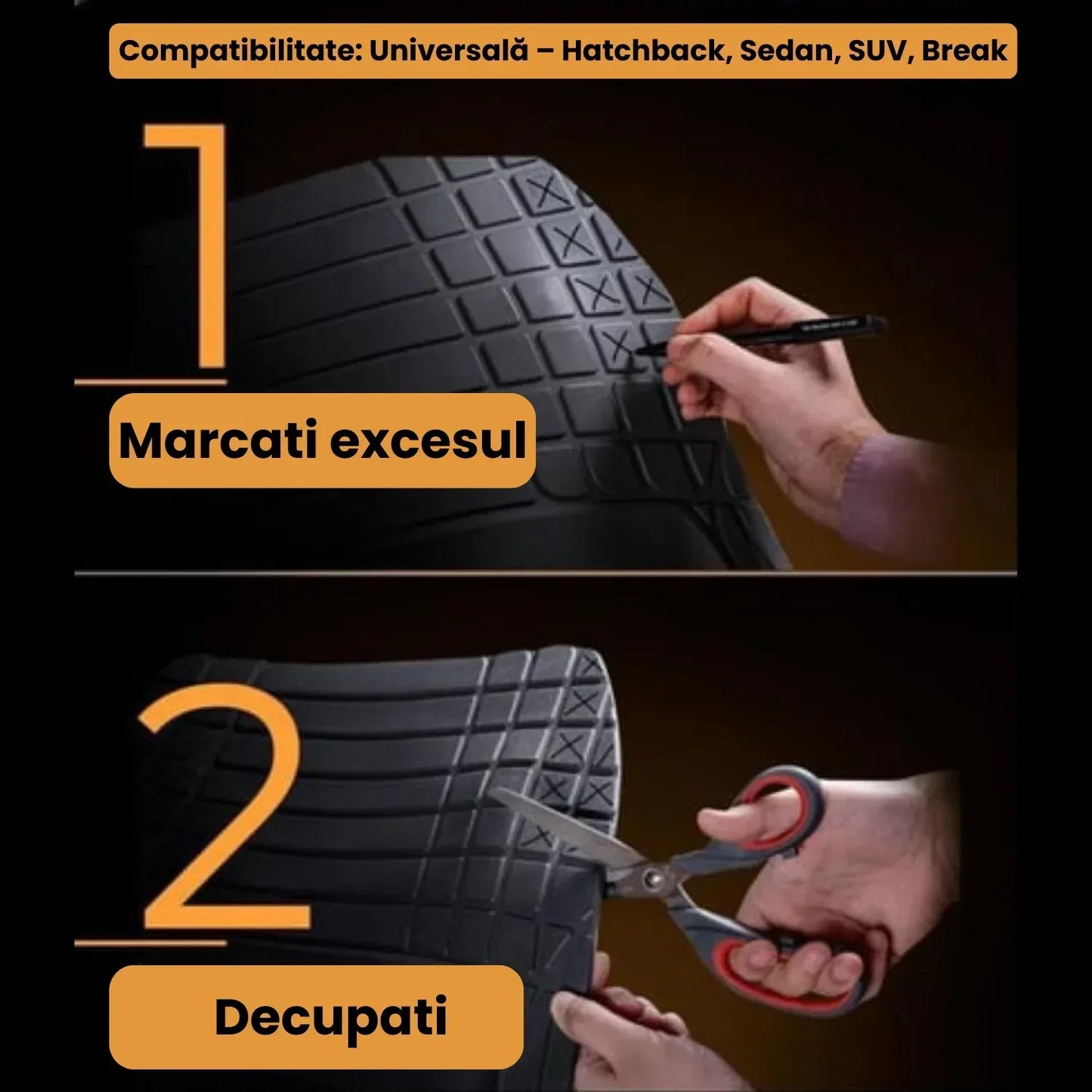 Covorase Auto TeamCar® Tip Tavita Compatibile Citroen C8 (2002-2014) Negru Material Rezistent - 221.ro