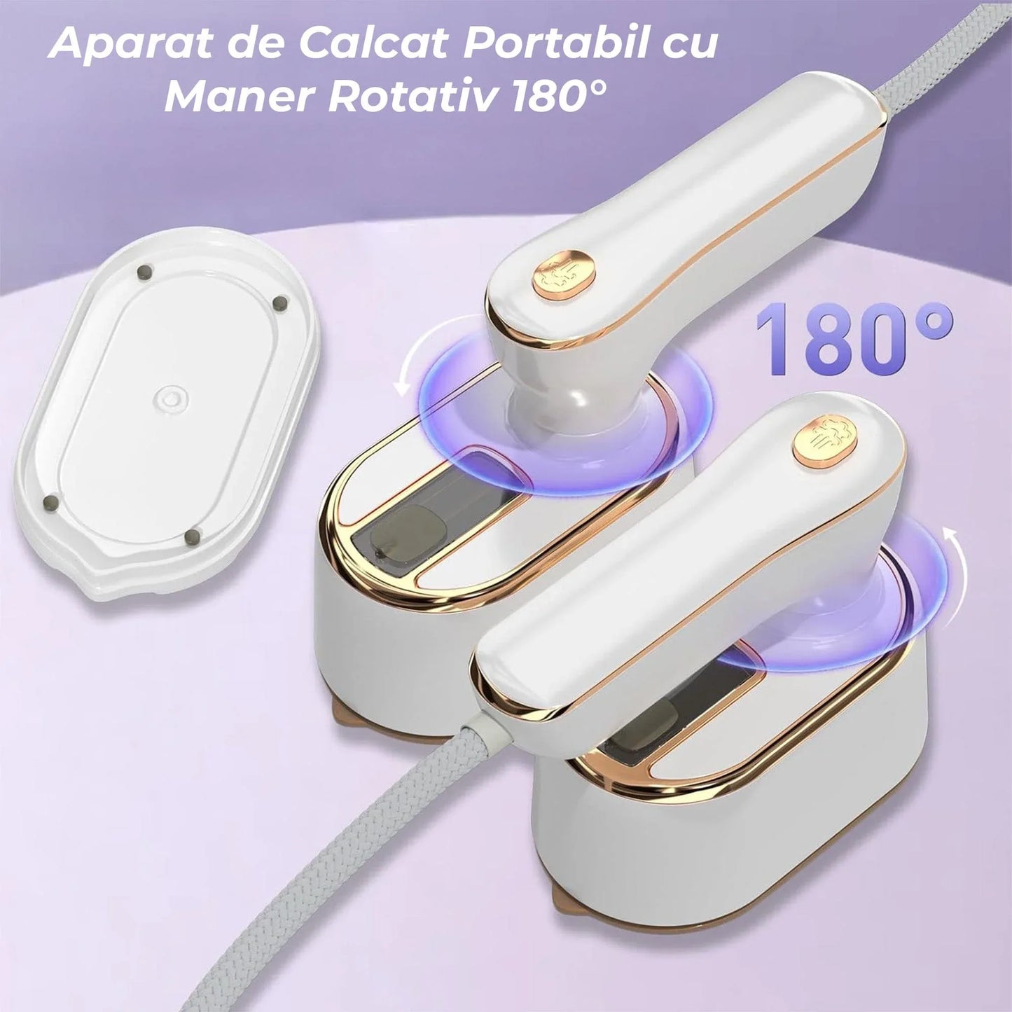 Mini Fier de Calcat si Steamer 2 in 1 pentru Calatorii, Incalzire Rapida 5s, Alb