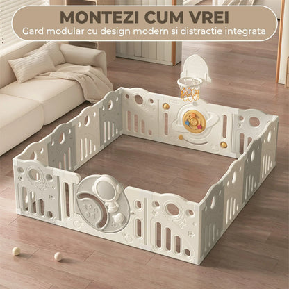 Tarc de Joaca pentru Bebelusi cu Panouri Modulabile, Gri/Bej