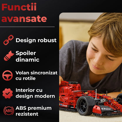 Set Constructii F1 Tehnic Timebox, +1200 piese, Rosu