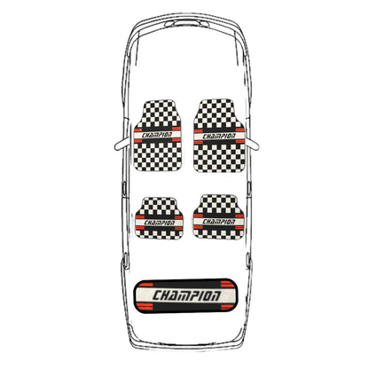 Covorașe Auto Universale „CHAMPION” – Design Racing Checkered