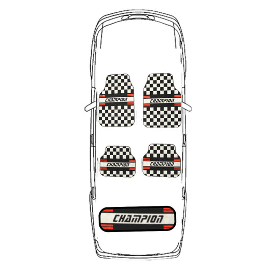 Covorașe Auto Universale „CHAMPION” – Design Racing Checkered