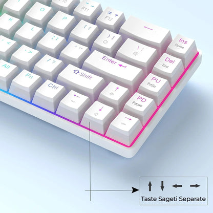 Set Gaming Timebox, Red Swtich, 60%, Wireless, : Tastatura Mecanica Gaming, Alb